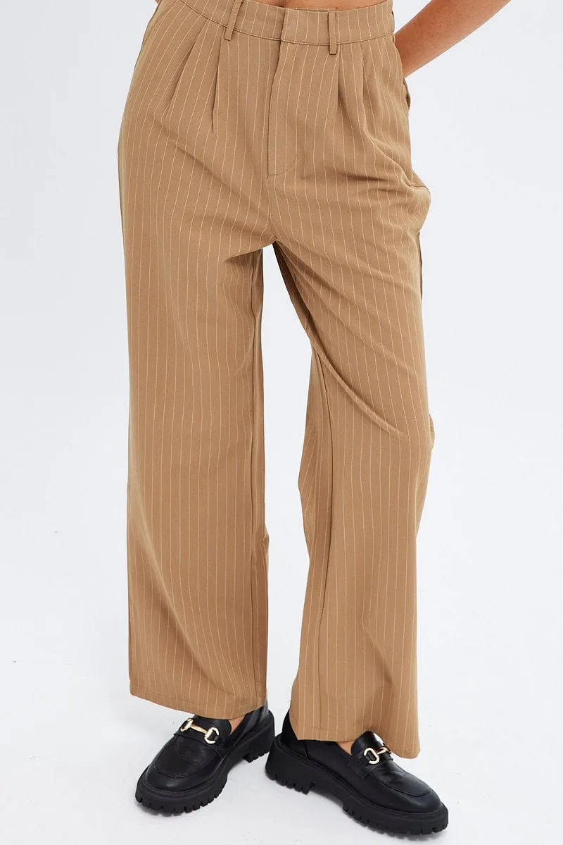 Blue Stripe Wide Leg Pants High Rise Pleated sold by Ally Fashion product image thumbnail 2