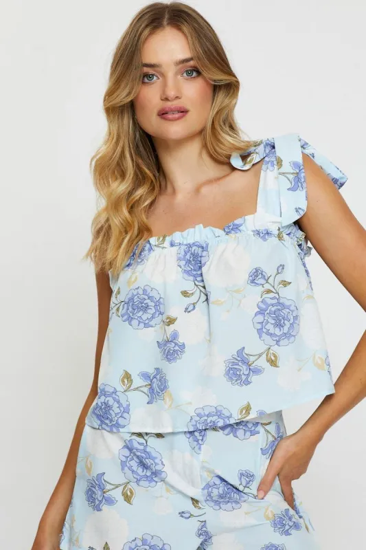 Print Cami Top Sleeveless Tie Up sold by Ally Fashion
