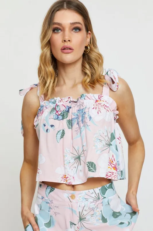 Print Cami Top Sleeveless Tie Up sold by Ally Fashion