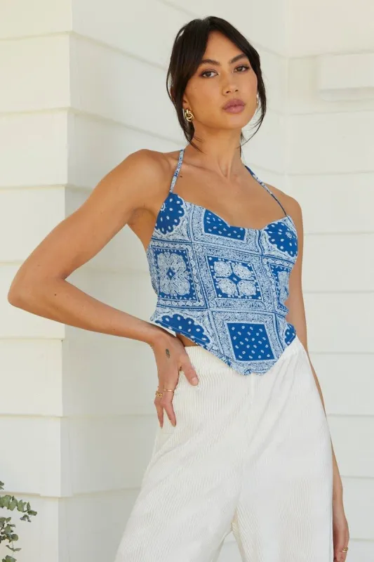 Print Scarf Top Crop sold by Ally Fashion