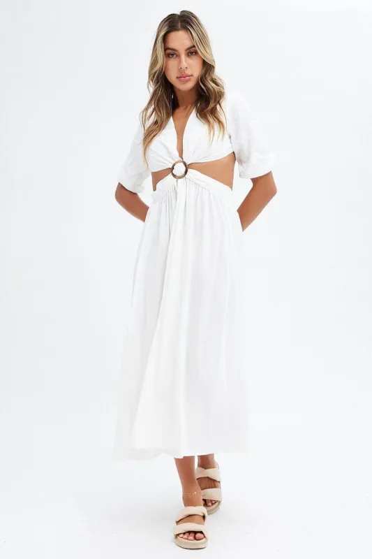 White Cutout Midi Dress sold by Ally Fashion