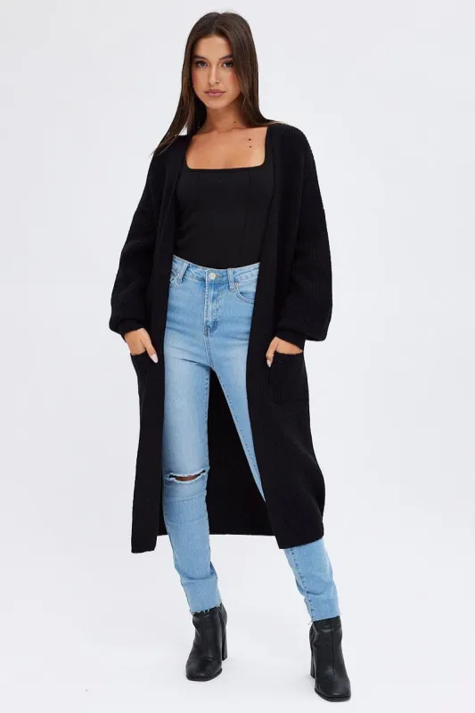 Black Longline Cardigan sold by Ally Fashion