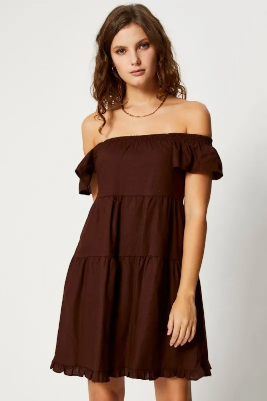 Brown Tiered Smock Dress sold by Ally Fashion