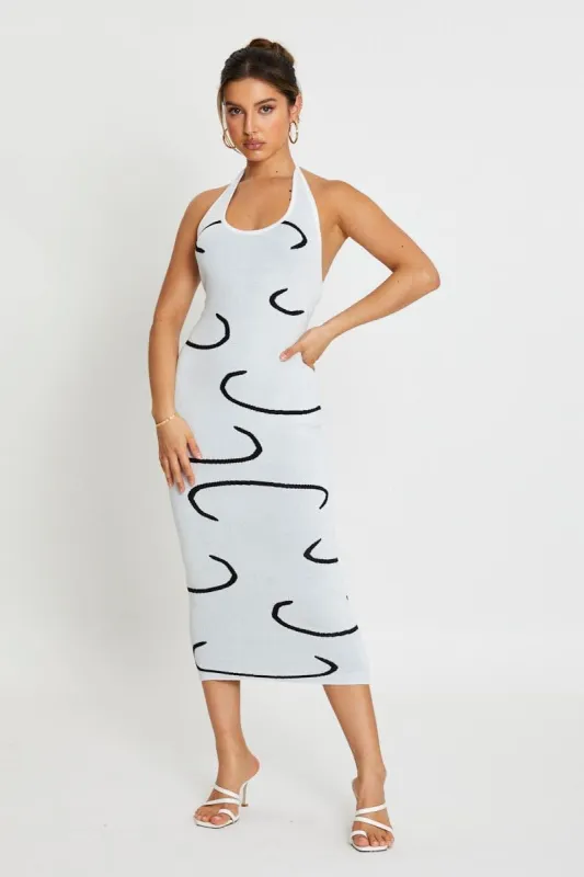 White Bodycon Dress Midi Halter Neck sold by Ally Fashion