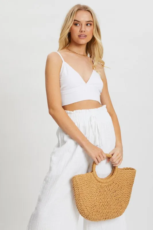 White Basic Rib Bralette sold by Ally Fashion