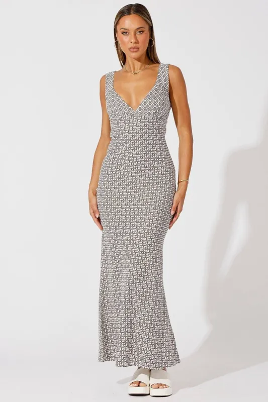 Brown Abstract Midi Dress Sleeveless Linen Viscose sold by Ally Fashion