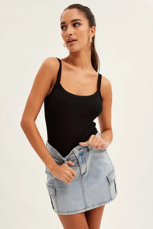 Black Bodysuit Singlet Round Neck sold by Ally Fashion