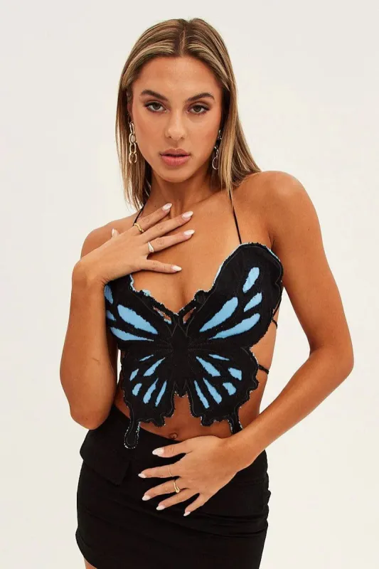 Black Butterfly Crop Top Backless sold by Ally Fashion