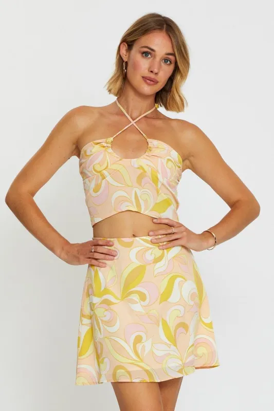 Abstract Print Halter Top Sleeveless sold by Ally Fashion