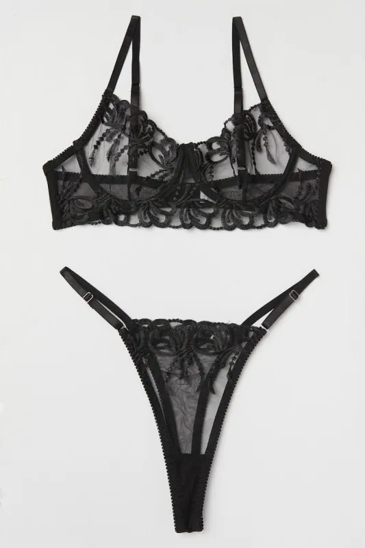 Black Embroidery Lingerie Set sold by Ally Fashion