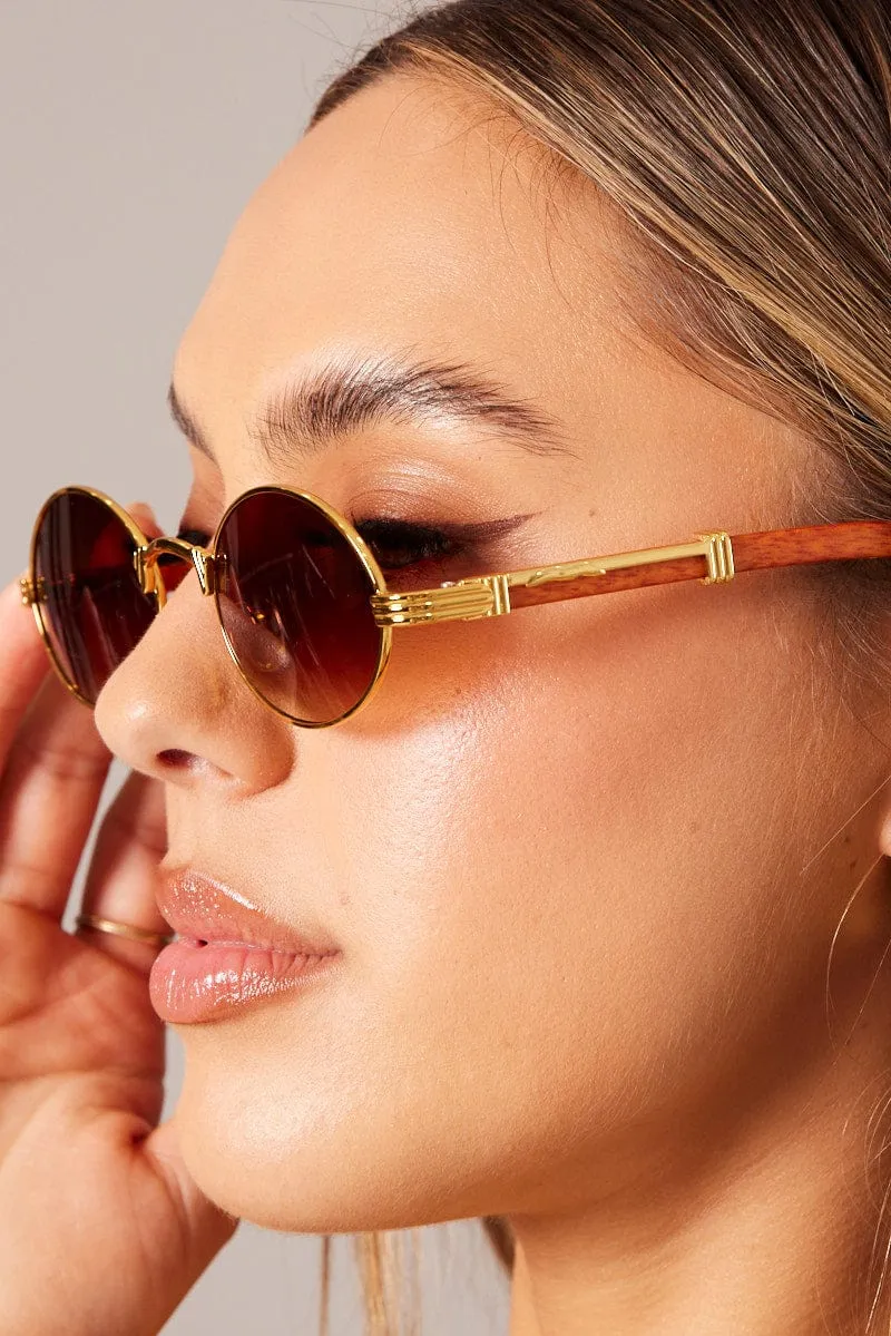 Brown Oval Sunglasses sold by Ally Fashion product image thumbnail 2