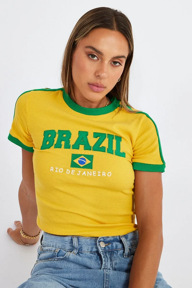 Yellow Graphic Tee sold by Ally Fashion