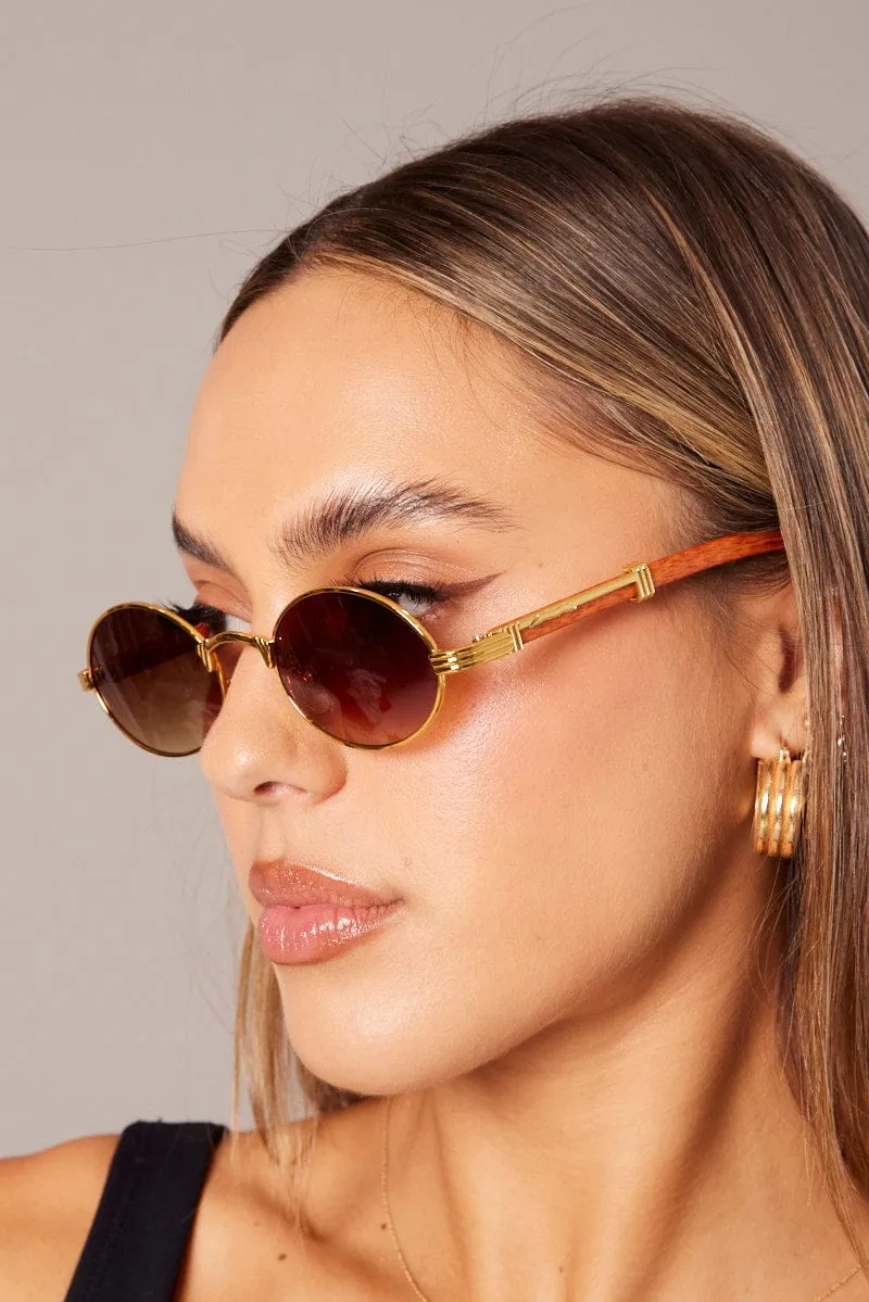 Brown Oval Sunglasses sold by Ally Fashion