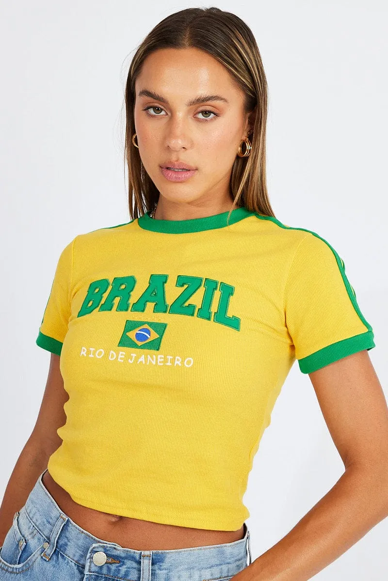 Yellow Graphic Tee sold by Ally Fashion product image thumbnail 3