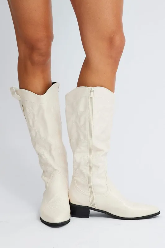 White Cowboy Boots sold by Ally Fashion