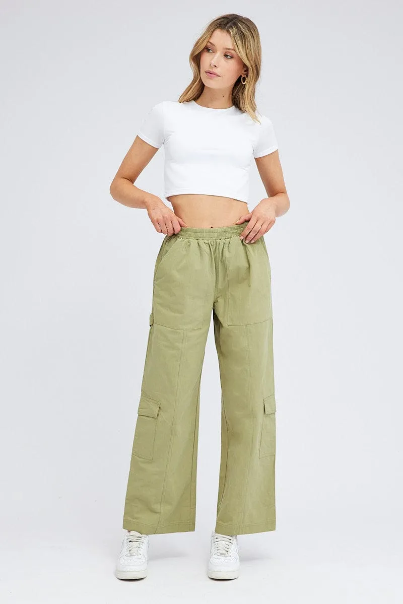Green Cargo Pants Wide Leg sold by Ally Fashion