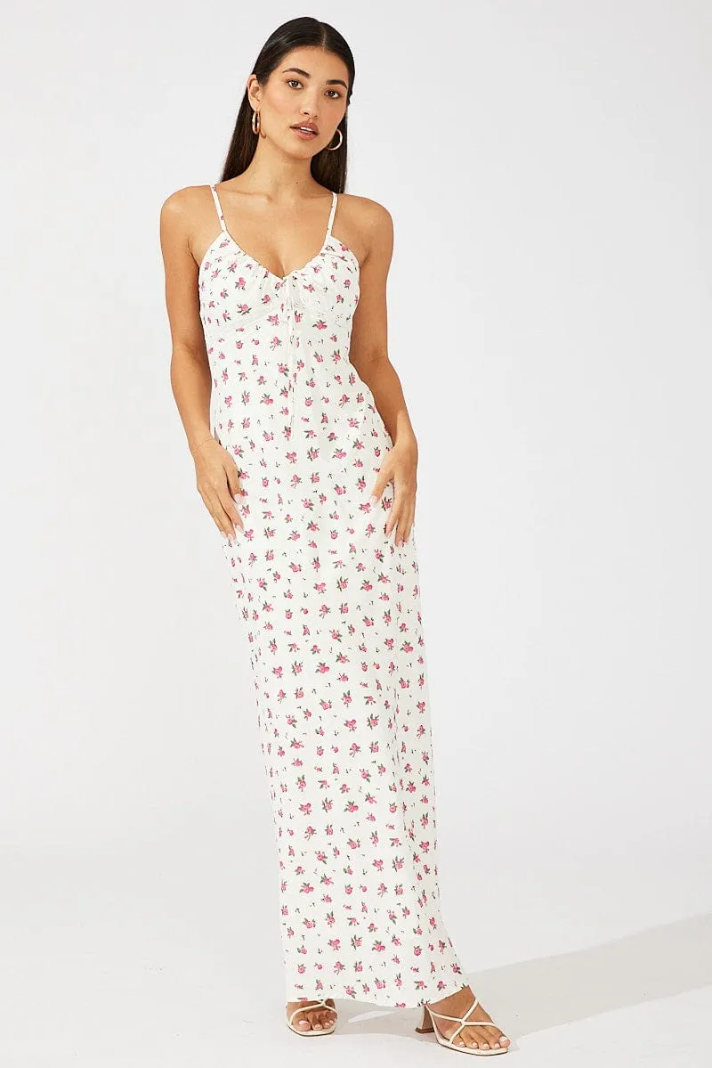 White Floral Maxi Dress Sleeveless sold by Ally Fashion product image thumbnail 3