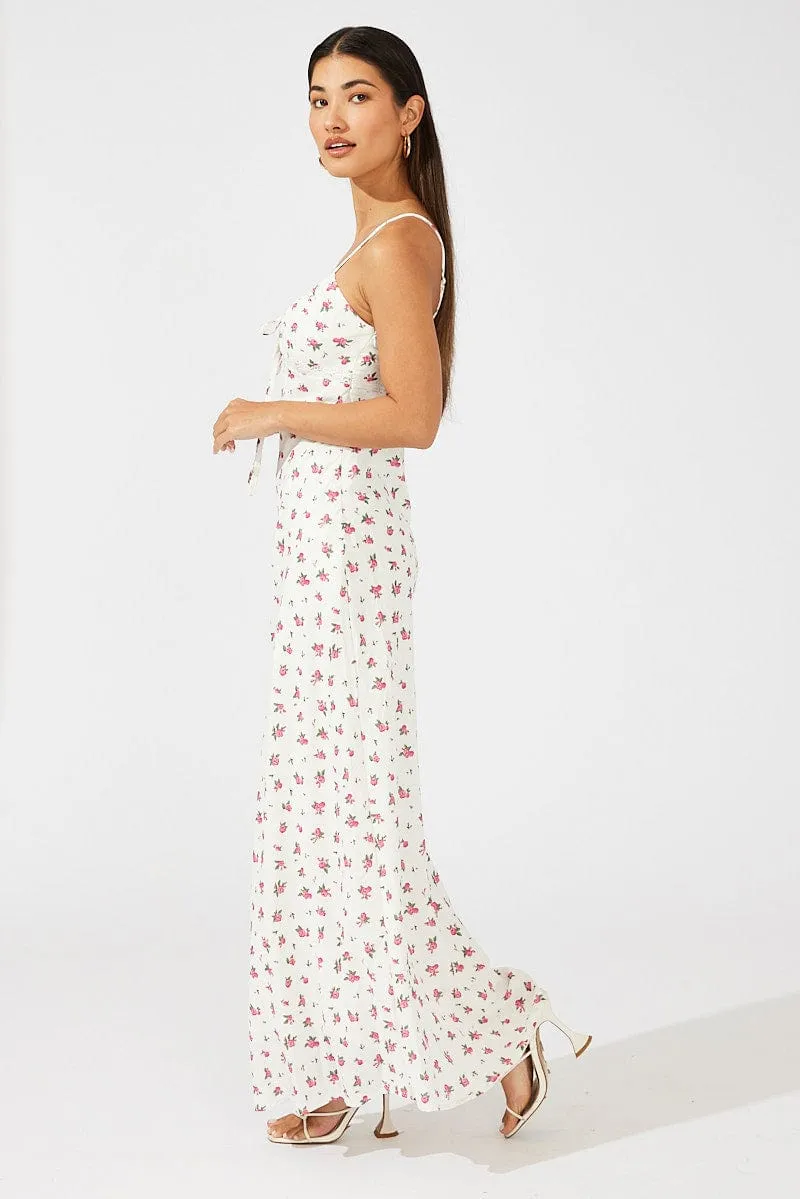 White Floral Maxi Dress Sleeveless sold by Ally Fashion product image thumbnail 4