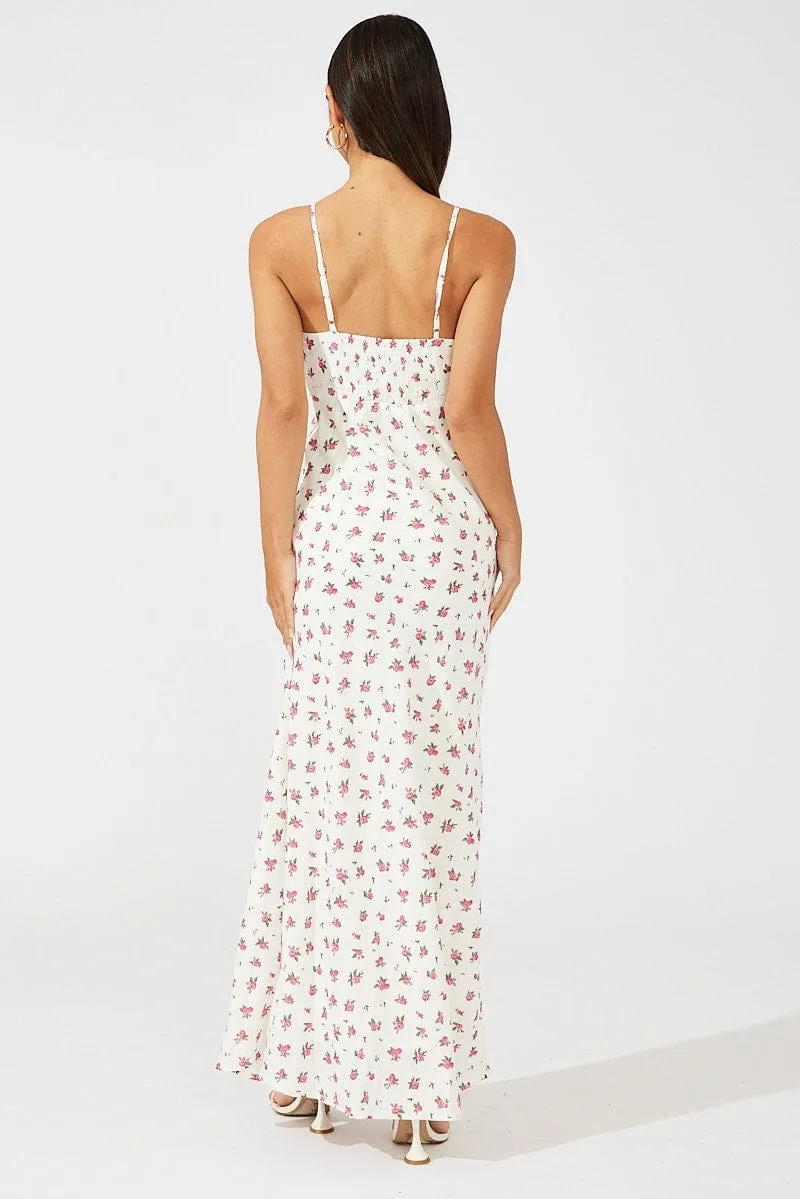 White Floral Maxi Dress Sleeveless sold by Ally Fashion product image thumbnail 5