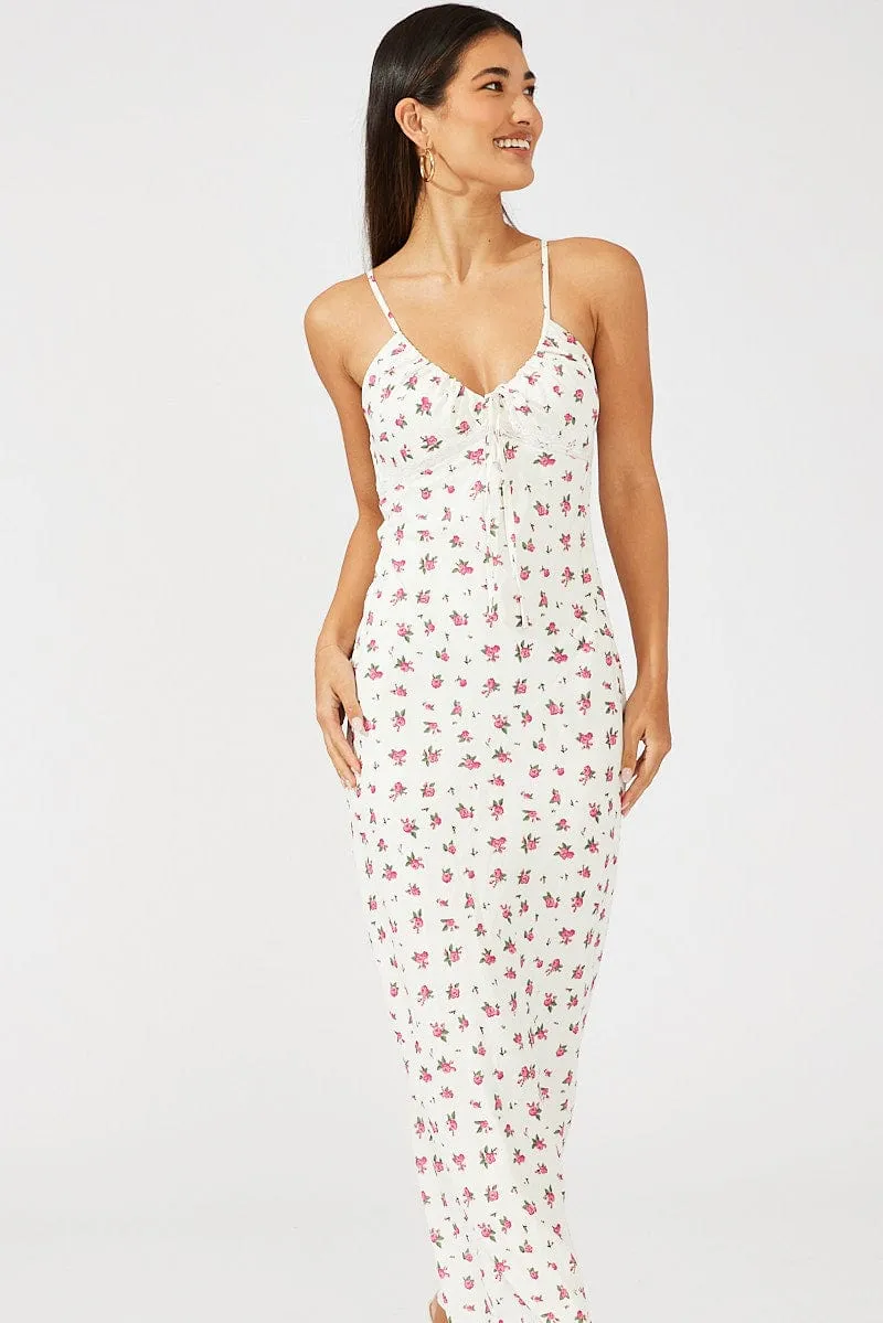 White Floral Maxi Dress Sleeveless sold by Ally Fashion product image thumbnail 2