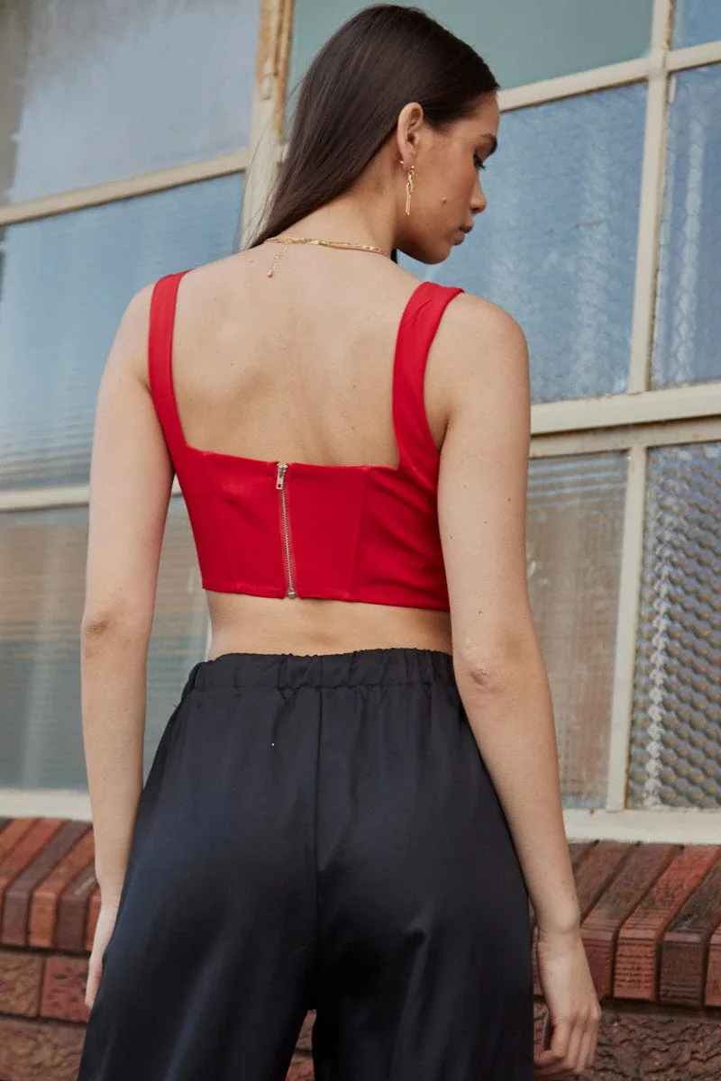 Red Corset Top Sleeveless Square Neck Crop Structured sold by Ally Fashion product image thumbnail 5