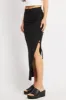 Black Midi Skirt High Rise Side Ruched Elastic Waistband sold by Ally Fashion