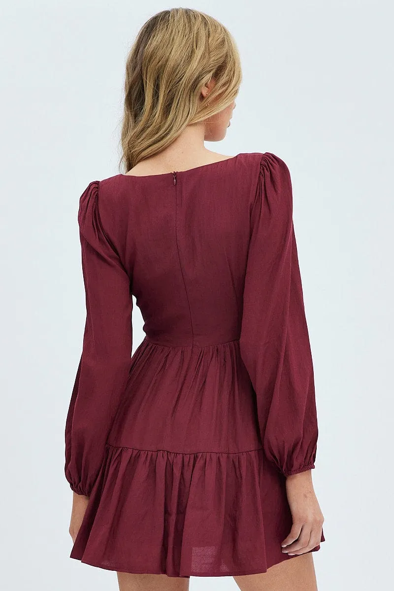 Purple Fit And Flare Dress Long Sleeve Mini sold by Ally Fashion product image thumbnail 5