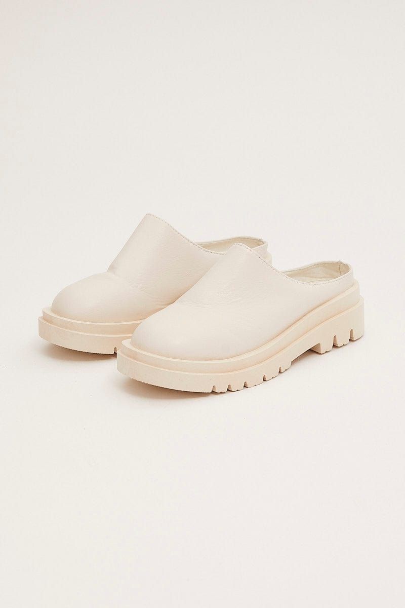 White Chunky Sole Flat Mules sold by Ally Fashion product image thumbnail 2