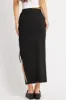 Black Midi Skirt High Rise Side Ruched Elastic Waistband sold by Ally Fashion