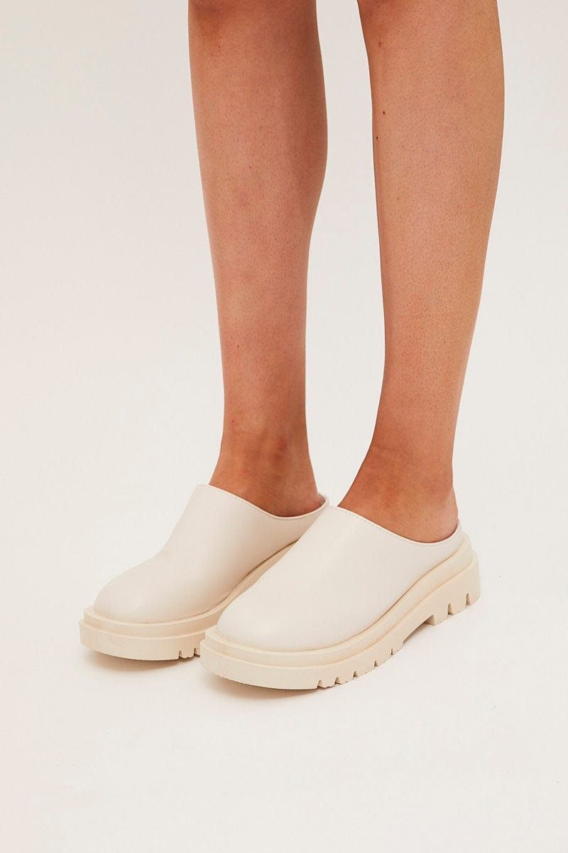 White Chunky Sole Flat Mules sold by Ally Fashion product image thumbnail 3