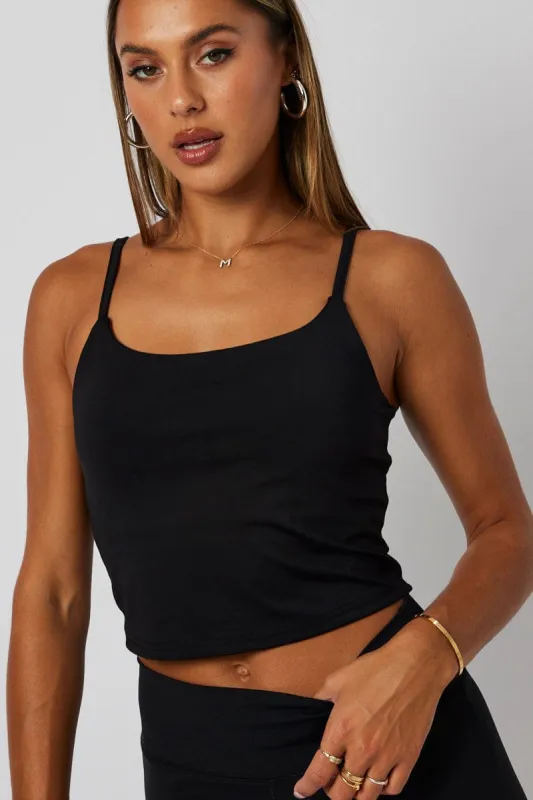 Black Bralette Round Neck Sleeveless Padded sold by Ally Fashion