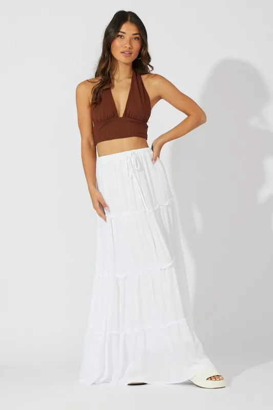 White Maxi Skirt Tiered sold by Ally Fashion