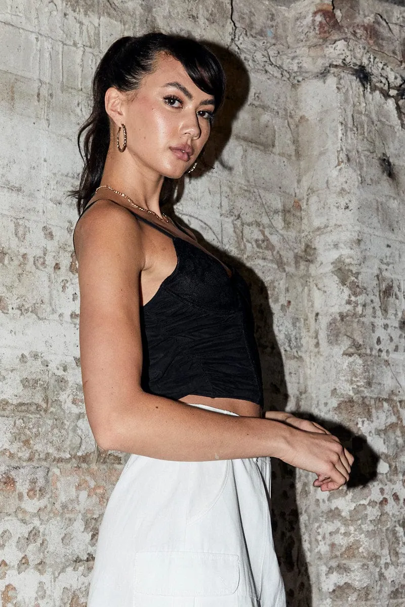 Black Singlet Sleeveless Sweetheart Crop Lace sold by Ally Fashion product image thumbnail 3