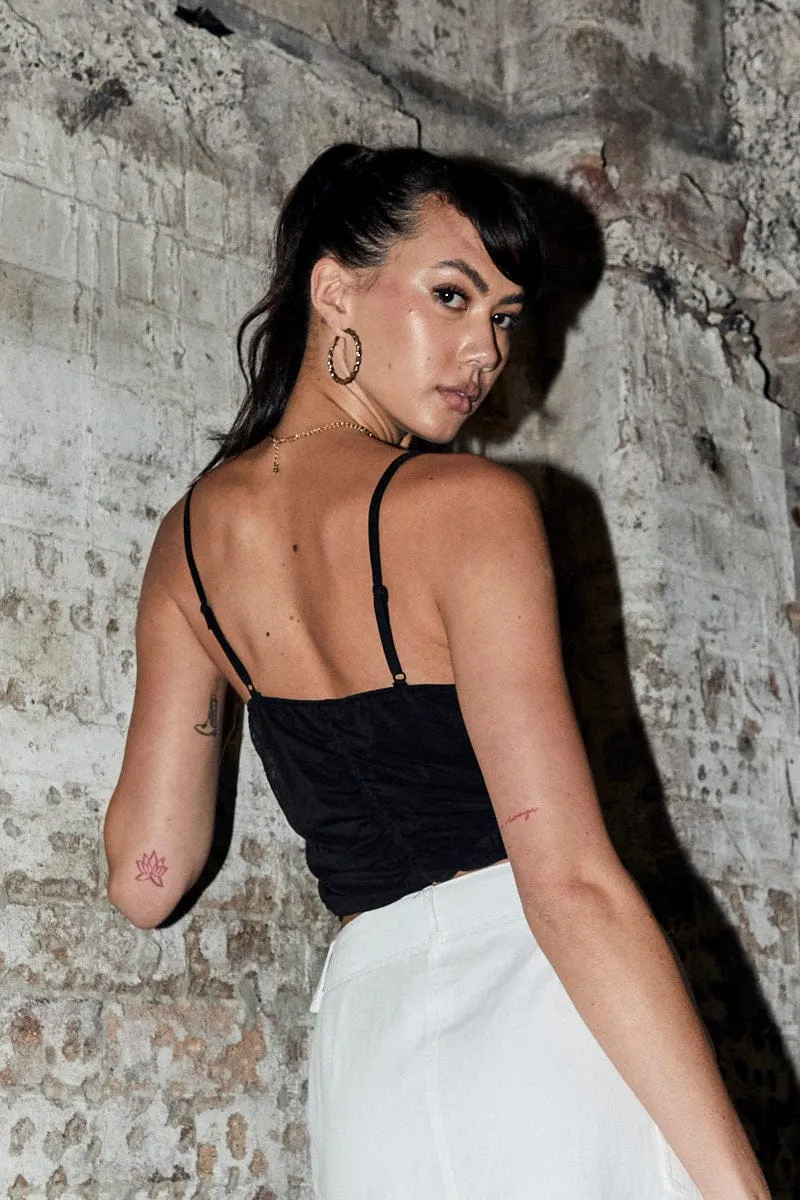 Black Singlet Sleeveless Sweetheart Crop Lace sold by Ally Fashion product image thumbnail 5