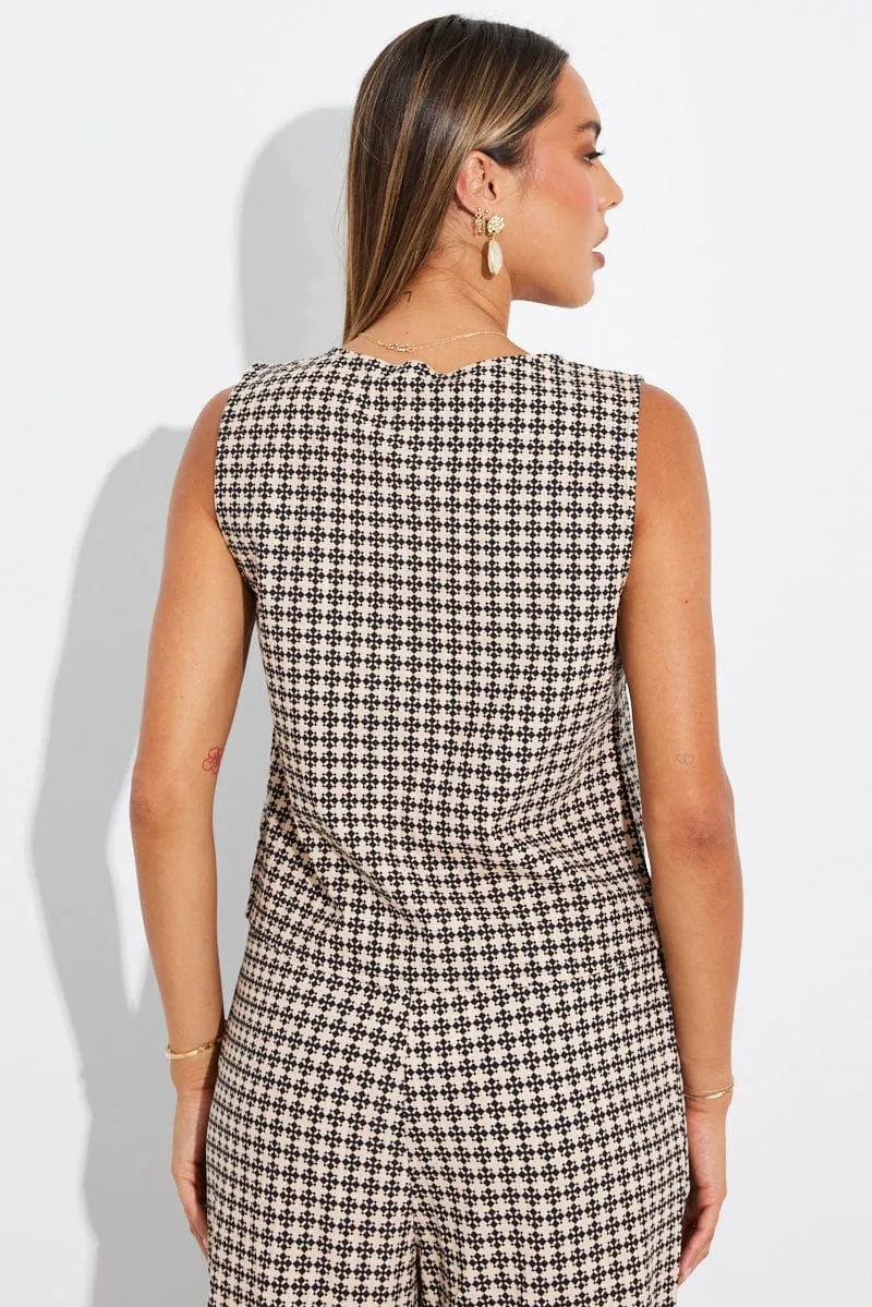 Black Abstract Tie Up Top Linen sold by Ally Fashion product image thumbnail 5