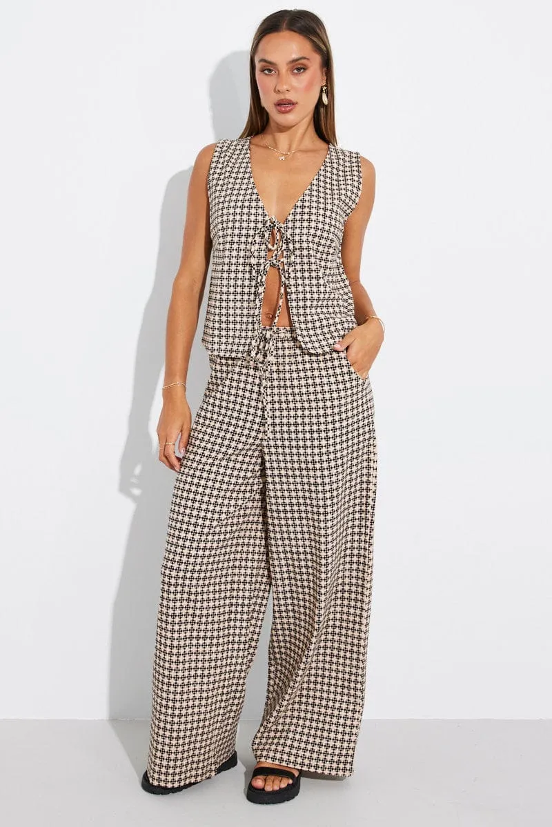 Black Abstract Tie Up Top Linen sold by Ally Fashion product image thumbnail 2