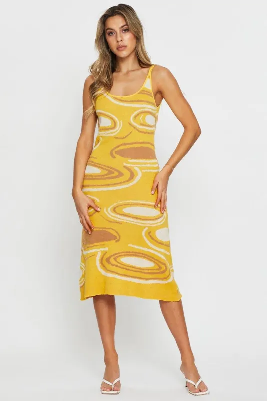 Print Knit Dress Midi sold by Ally Fashion