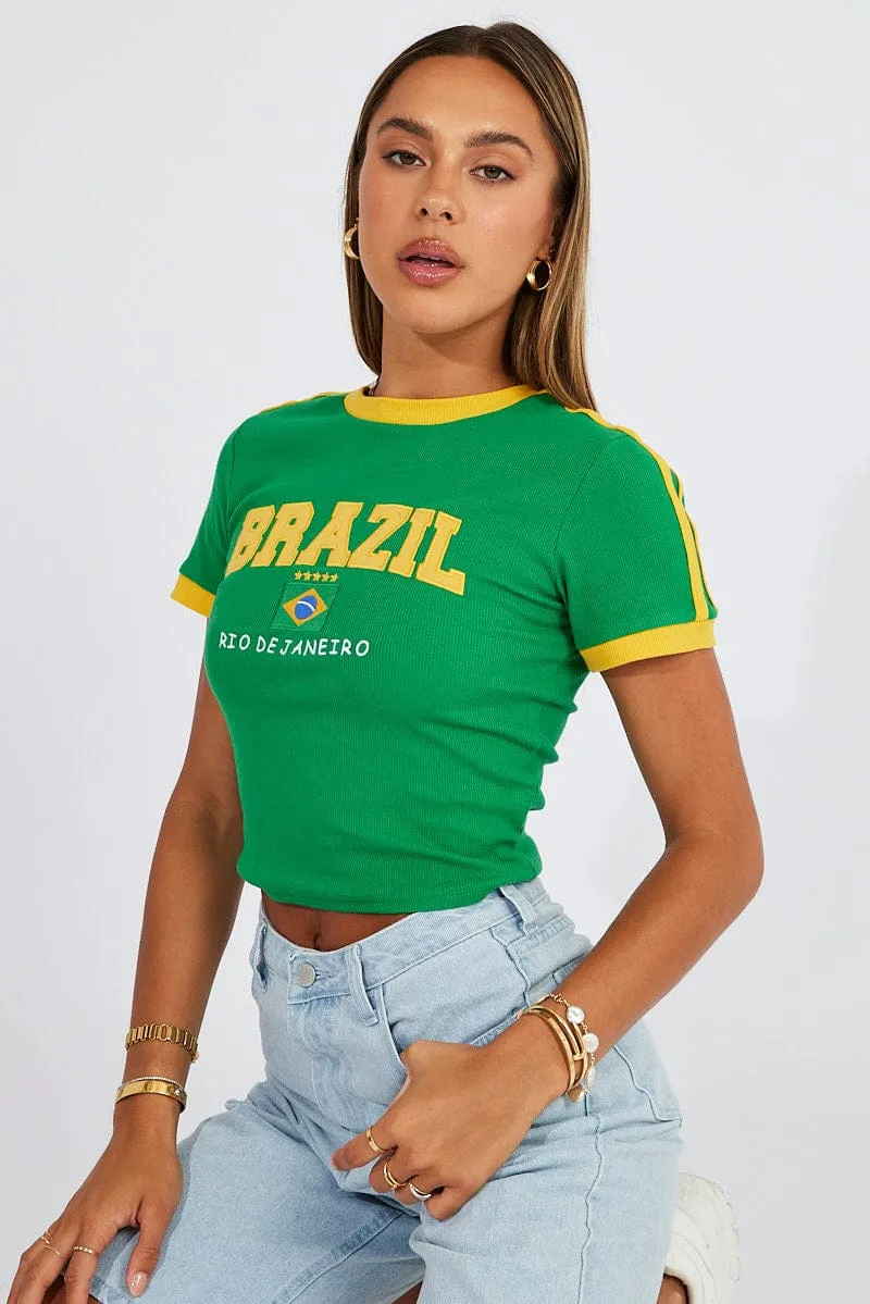 Green Graphic Tee Short Sleeve sold by Ally Fashion product image thumbnail 2