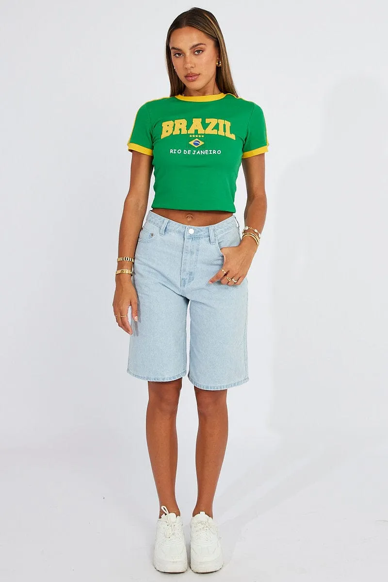 Green Graphic Tee Short Sleeve sold by Ally Fashion product image thumbnail 3