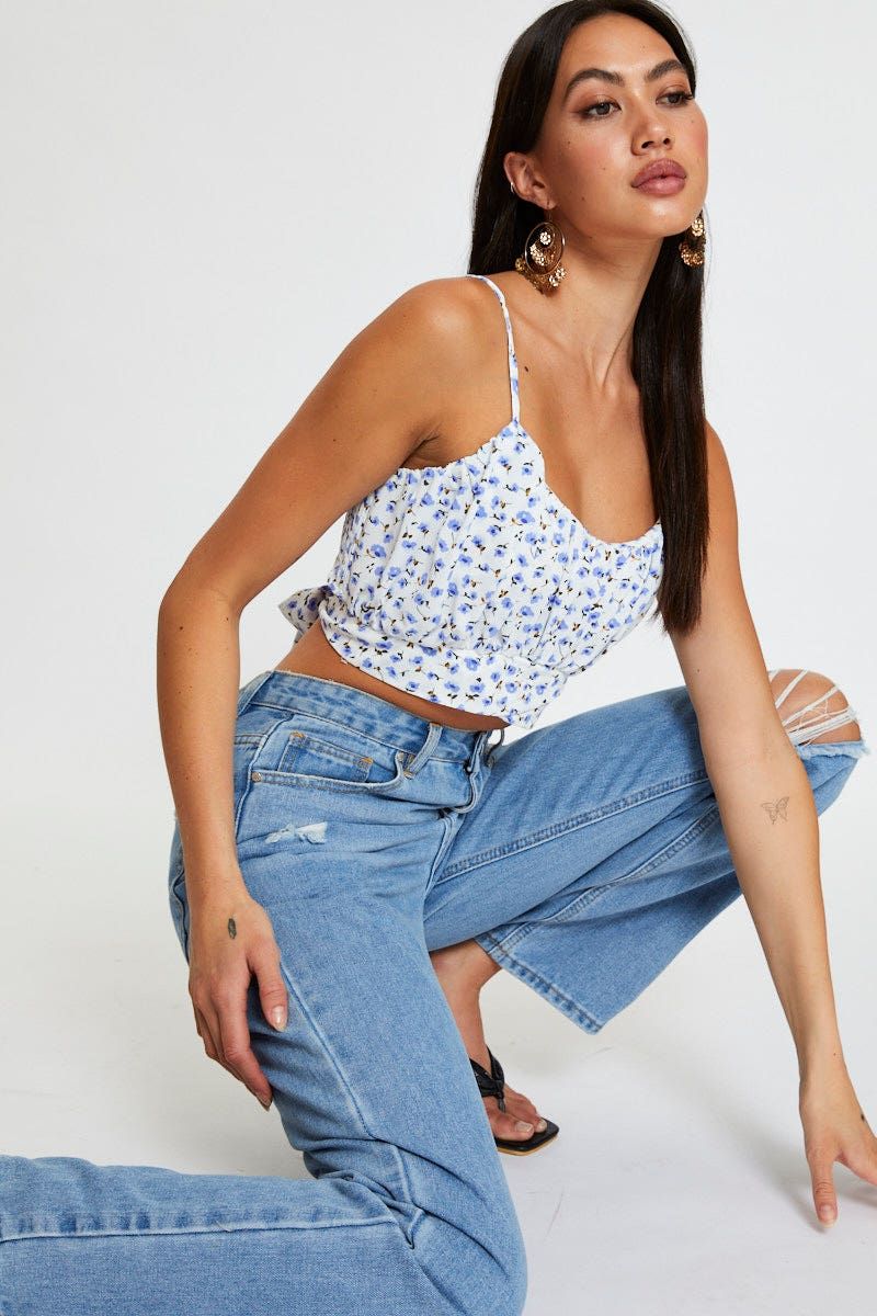 Print Singlet Sleeveless Crop sold by Ally Fashion