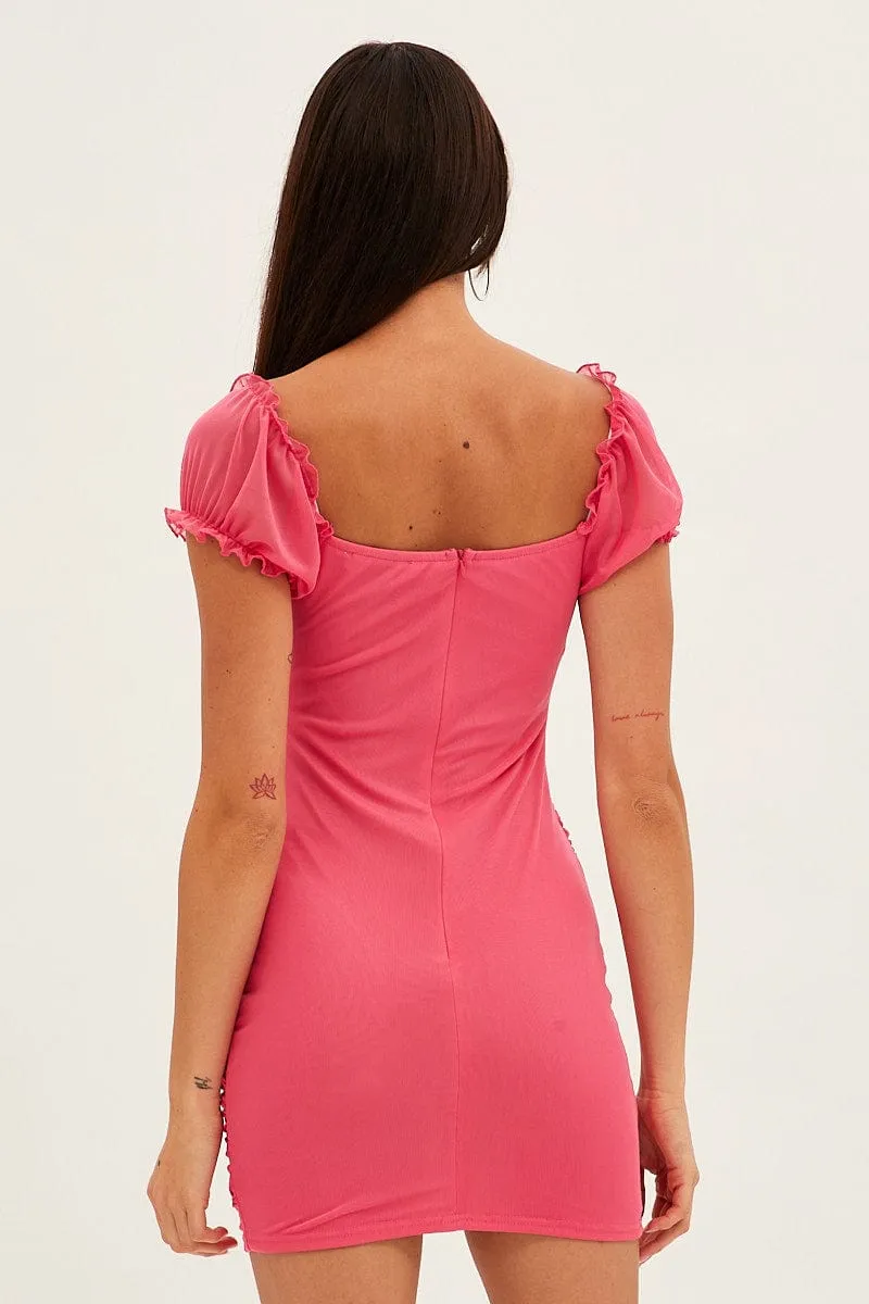 Pink Mesh Bodycon Mini Dress sold by Ally Fashion product image thumbnail 5