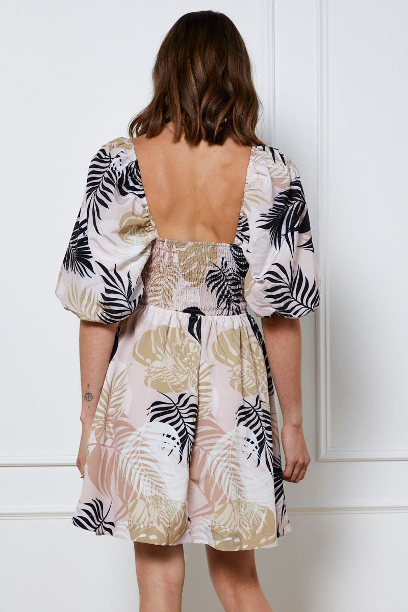 Trop Print Mini Dress Short Sleeve Square Neck sold by Ally Fashion product image thumbnail 5