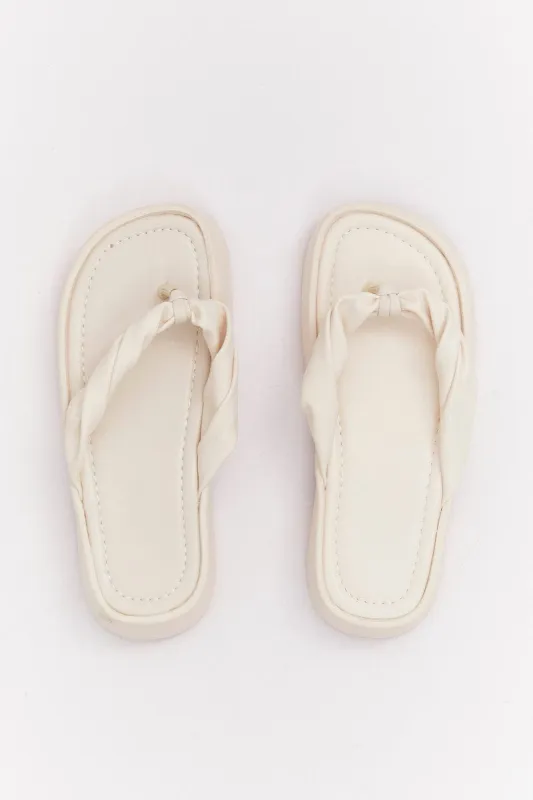 White Toe Post Chunky Sole Sandals sold by Ally Fashion