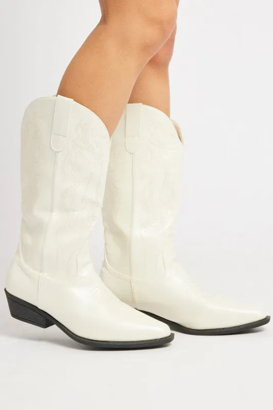 White Western Boots sold by Ally Fashion