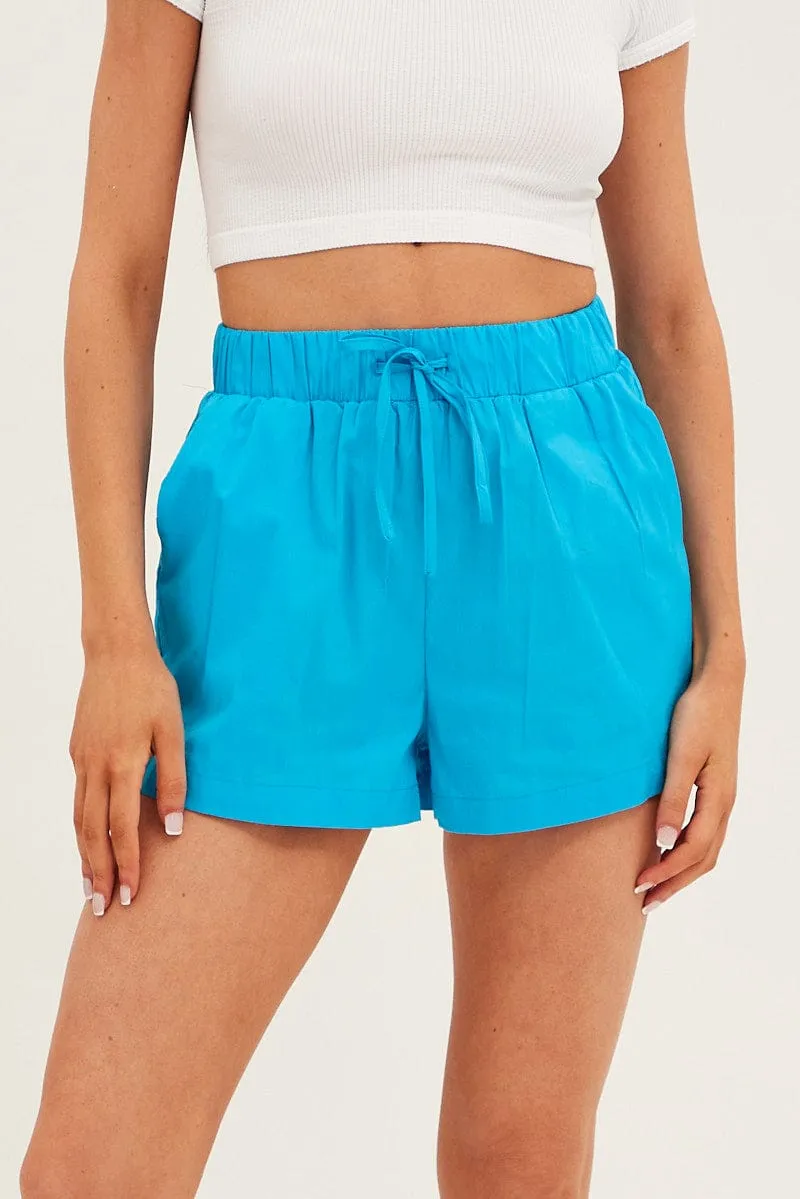 Blue Mini Shorts High Rise Elastic Waist sold by Ally Fashion product image thumbnail 2