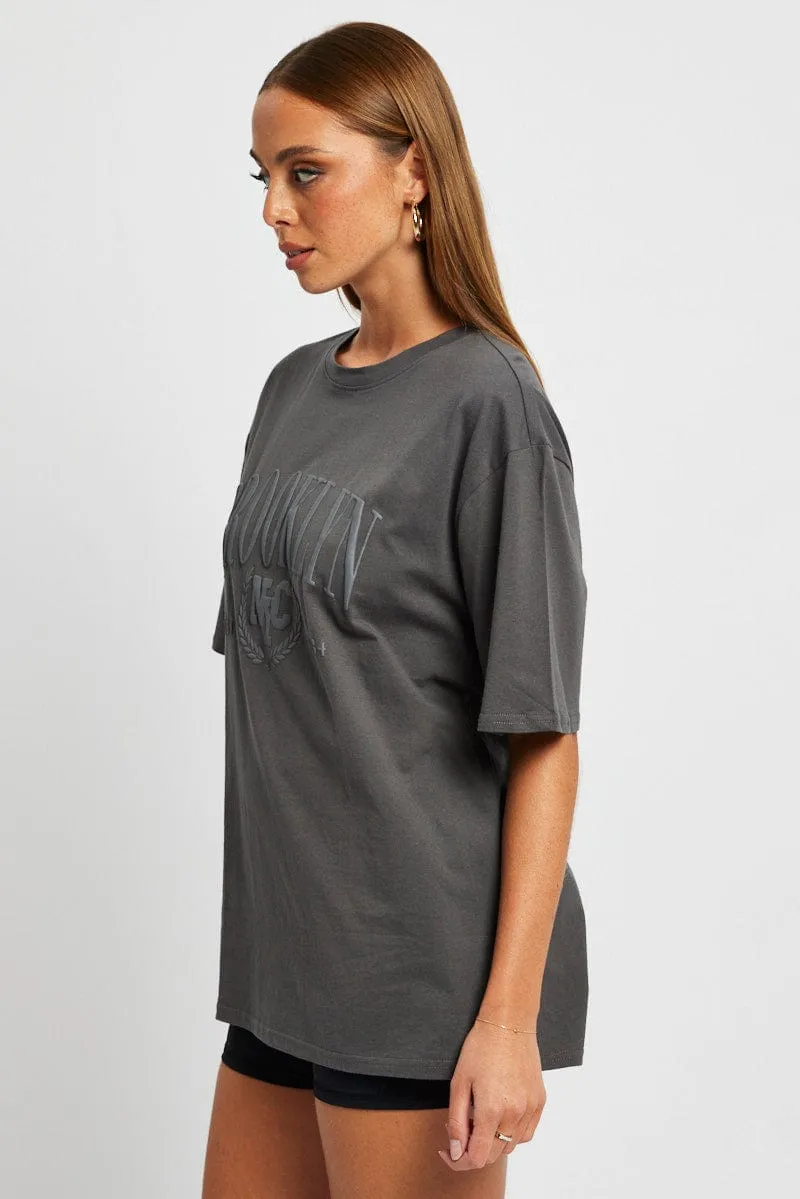 Grey Graphic Tee Short Sleeve sold by Ally Fashion product image thumbnail 4