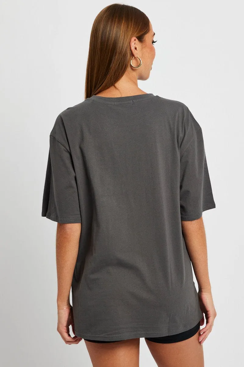 Grey Graphic Tee Short Sleeve sold by Ally Fashion product image thumbnail 5