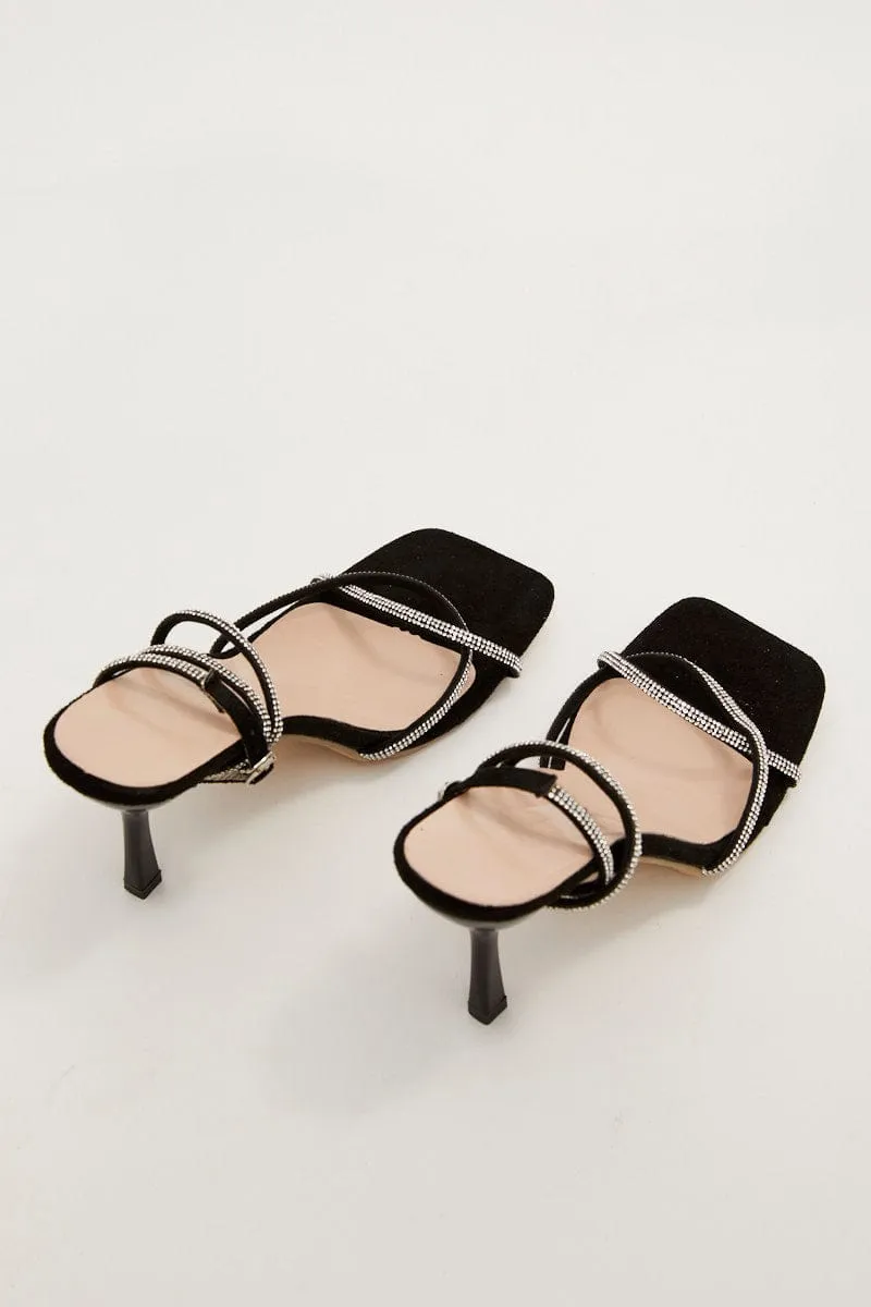 Black Rhinestone Decor Square Toe Ankle Strap Sandals sold by Ally Fashion product image thumbnail 5