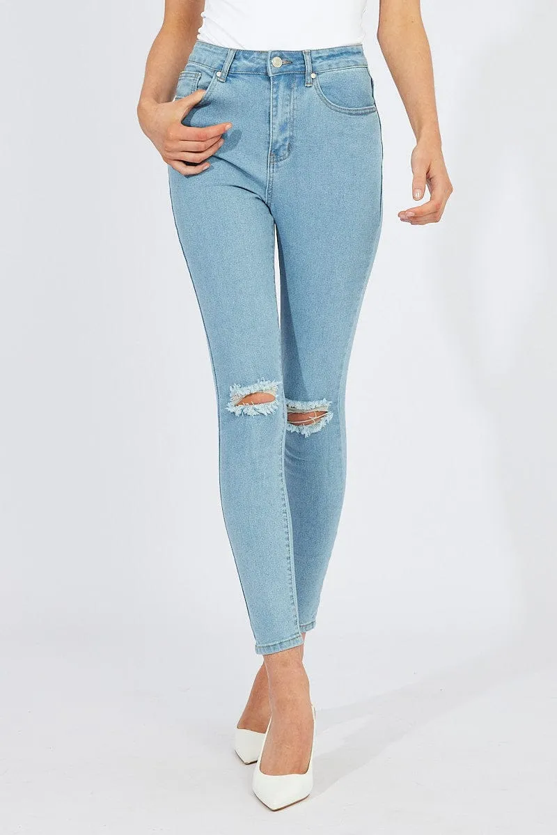 Denim Skinny Jeans Ripped sold by Ally Fashion product image thumbnail 2