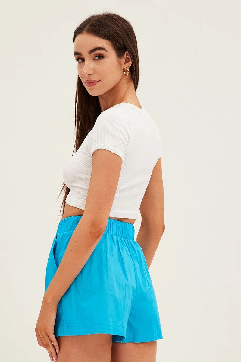 Blue Mini Shorts High Rise Elastic Waist sold by Ally Fashion product image thumbnail 5